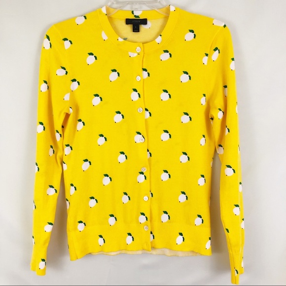 J Crew G3947 Yellow Lemon Jackie Cardigan Sz Small - Picture 2 of 7